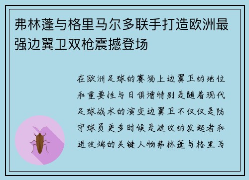弗林蓬与格里马尔多联手打造欧洲最强边翼卫双枪震撼登场